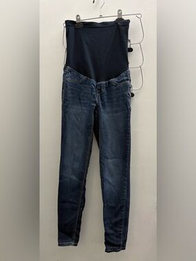 Maternity Dark Blue Skinny Jeans with Stretch Panel